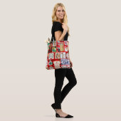 Kerst blok illustratie vierkanten tote bag (Op model)