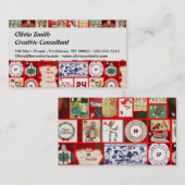 Kerst blok illustratie vierkanten visitekaartje (Voorkant / Achterkant)