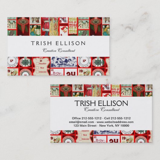 Kerst blok illustratie vierkanten visitekaartje (Voorkant / Achterkant)