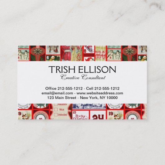 Kerst blok illustratie vierkanten visitekaartje (Achterkant)