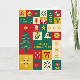 Kerst blokpatroon in Bauhaus-stijl Kaart