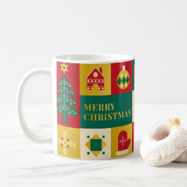 Kerst blokpatroon in Bauhaus-stijl Koffiemok