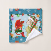 Kerst Blonde Elf Red Dragon Fantasy Bad Handdoek (Wasdoekje)