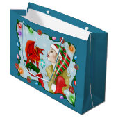 Kerst Blonde Elf Red Dragon Fantasy Groot Cadeauzakje (Voorkant Gekanteld)