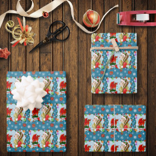 Kerst Blonde Elf Red Dragon Fantasy Inpakpapier Vel