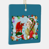 Kerst Blonde Elf Red Dragon Fantasy Keramisch Ornament (Rechts)