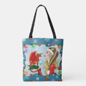 Kerst Blonde Elf Red Dragon Fantasy Tote Bag (Achterkant)