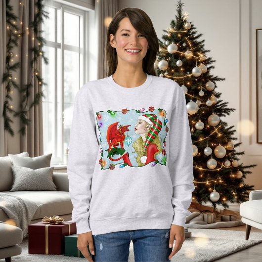 Kerst Blonde Elf Red Dragon Fantasy Trui