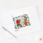 Kerst Blonde Elf Red Dragon Fantasy Vierkante Sticker (Envelop)