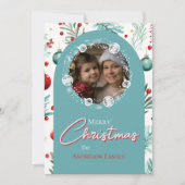Kerst Blue Arch Botanische Groene Pine Naalden Feestdagenkaart (Voorkant)