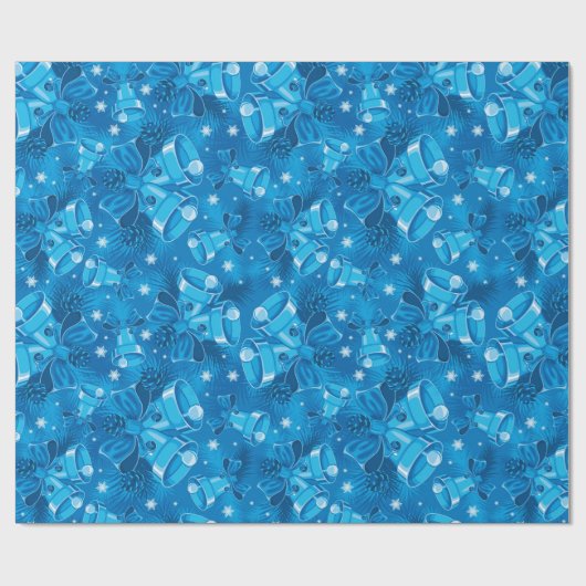 Kerst Blue Bells Cadeaupapier (Vlak)