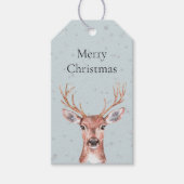 Kerst Blue Deer Sneeuw Cadeaulabel (Voorkant)