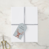 Kerst Blue Deer Sneeuw Cadeaulabel (Met Touw)
