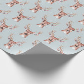 Kerst Blue Deer Sneeuw Cadeaupapier (Hoek)