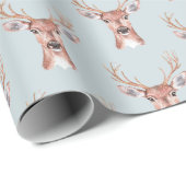 Kerst Blue Deer Sneeuw Cadeaupapier (Rol Hoek)