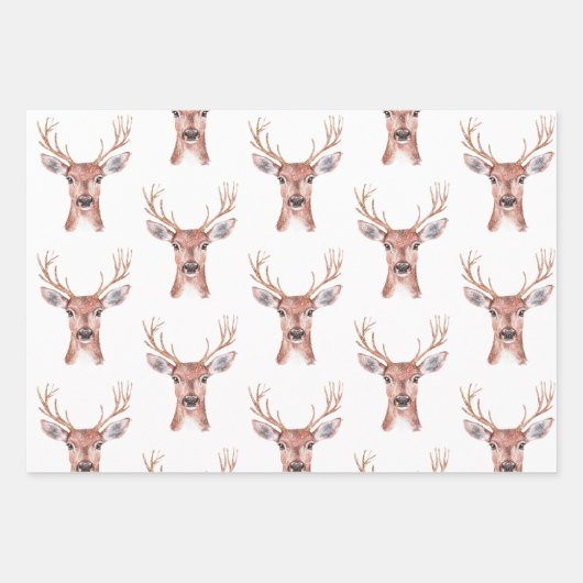 Kerst Blue Deer Sneeuw Inpakpapier Vel (Voorkant 3)