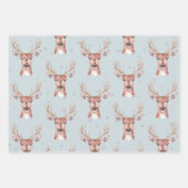 Kerst Blue Deer Sneeuw Inpakpapier Vel (Voorkant)