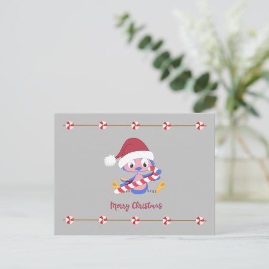 Kerst Bluebird Candy Cane  Tekst Feestdagenkaart (Staand voorkant)