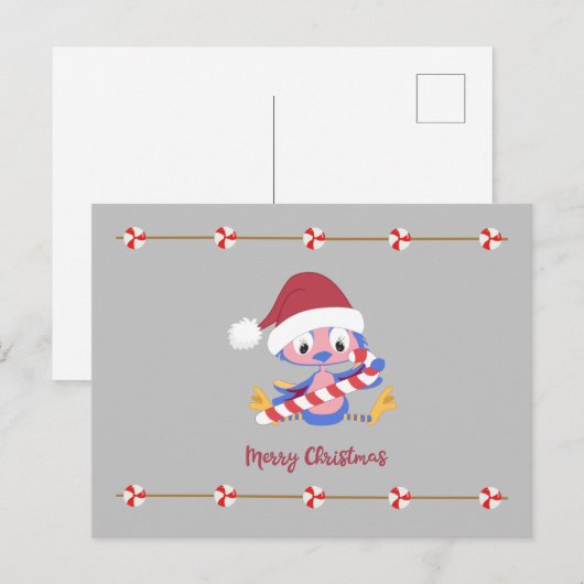 Kerst Bluebird Candy Cane  Tekst Feestdagenkaart (Voorkant / Achterkant)
