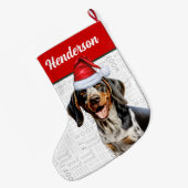 Kerst Bluetick Coonhound Naam Woof Achtergrond Grote Kerstsok (Achterkant (Hangend))