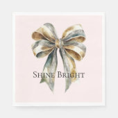 Kerst Blush Roze Rustiek Groen Gouden Boog Servet (Voorkant)