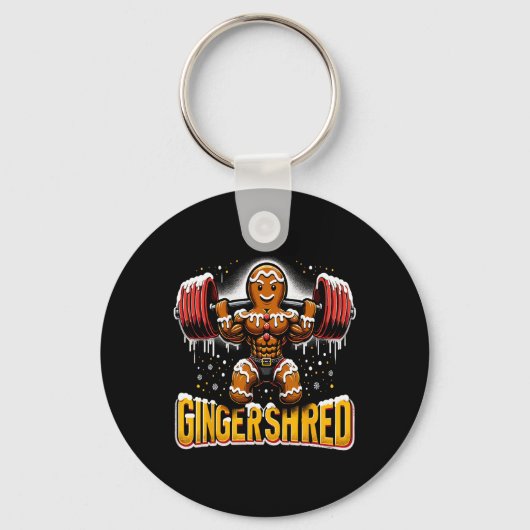 Kerst Bodybuilding Gingershred Funny Gingerbre Sleutelhanger (Voorkant)