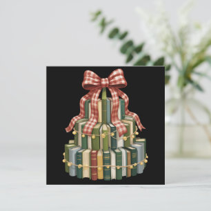 Kerst Boek Boom Boek Leraar Lezen Boekenliefhebber Feestdagenkaart