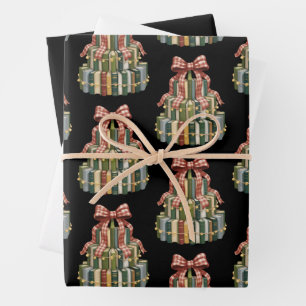 Kerst Boek Boom Boek Leraar Lezen Boekenliefhebber Inpakpapier Vel