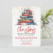Kerst Boek Club Bibliotheek Party Kaart (Staand voorkant)