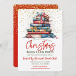 Kerst Boek Club Bibliotheek Party Kaart<br><div class="desc">Een prachtige boekenclub Kerstfeest uitnodiging. Deze fantastische uitnodiging heeft een stapel boeken en linten op een gouden confetti achtergrond. Eenvoudig te personaliseren met uw eigen Xmas-boekenclub of bibliotheekfeestdetails.</div>