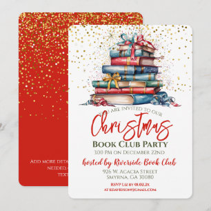 Kerst Boek Club Bibliotheek Party Kaart
