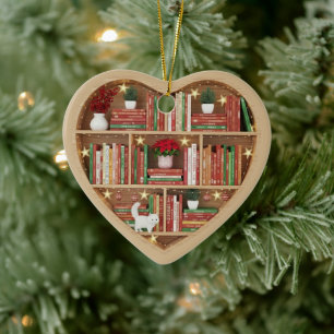Kerst Boekenplanken Rood Groen Boekenplank 2Dprint Keramisch Ornament