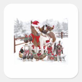 KERST BOERDERIJ DIER IN Santa hats STICKERS