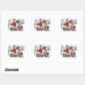 KERST BOERDERIJ DIER IN Santa hats STICKERS (Vel)