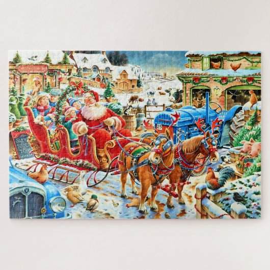 Kerst Boerderij Holiday Cheer Legpuzzel (Horizontaal)