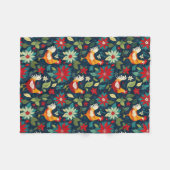 Kerst Boerderij kippen en poinsettia's Fleece Deken (Voorkant (Horizontaal))