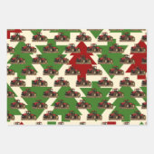 Kerst Boerderij Rode Tractor Apparatuur Feestelijk Inpakpapier Vel (Voorkant 2)