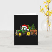 Kerst Boerderij Tractor Tree Lights Santa Hat Xmas Kaart (Gele Bloem)