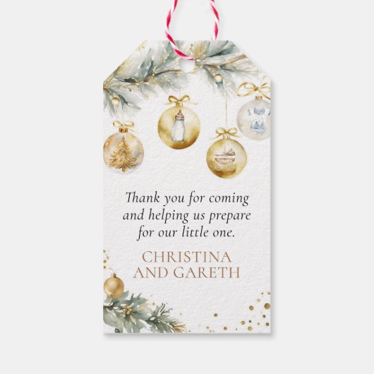 Kerst Boho Baby shower Dank u gunst Cadeaulabel (Achterkant)