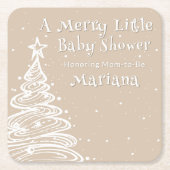 Kerst Boho Beige Neutraal Baby shower Kartonnen Onderzetters (Voorkant)