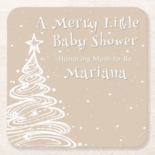 Kerst Boho Beige Neutraal Baby shower Kartonnen Onderzetters (Voorkant)