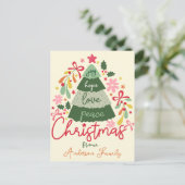 Kerst Boho Bloemen Groeten Scandinavisch Feestdagenkaart (Staand voorkant)