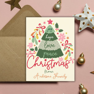 Kerst Boho Bloemen Groeten Scandinavisch Feestdagenkaart