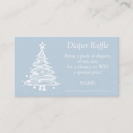 Kerst Boho Blue Baby Boy Douche Luier Raffle Informatiekaartje (Voorkant)