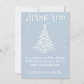 Kerst Boho Blue Boy Baby shower Dank u kaart (Voorkant)