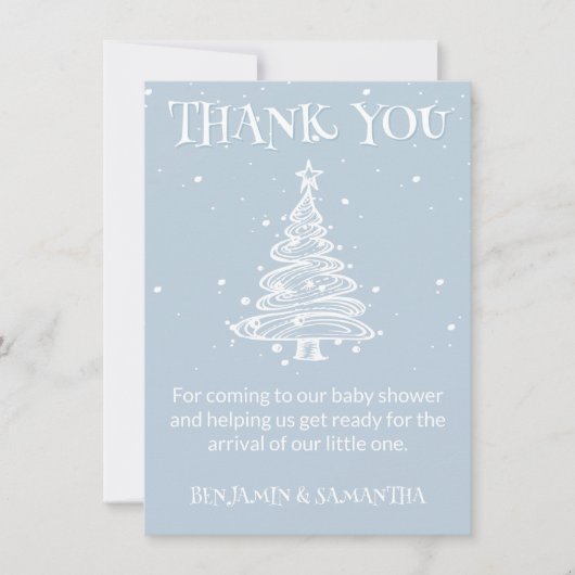 Kerst Boho Blue Boy Baby shower Dank u kaart (Voorkant)