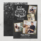 Kerst Boho Krijtbord 4 Foto Collage Feestdagenkaart (Voorkant / Achterkant)