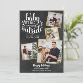 Kerst Boho Krijtbord 4 Foto Collage Feestdagenkaart (Staand voorkant)