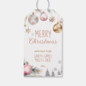 Kerst boho metallic waterverf baubles cadeaulabel (Voorkant)