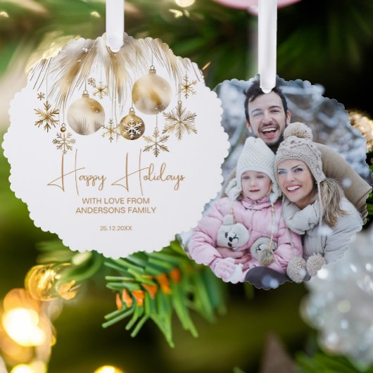 Kerst boho metallic waterverf fotosjabloon ornament kaart